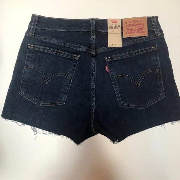 Levis High Rise Denim Cut Off Shorts Blue - Picture 5 of 10
